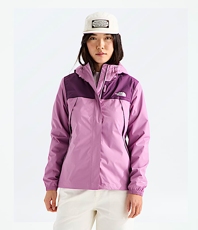 Womens Antora Rain Jacket TNF Taupe Grey Rum Raisin Brown Main