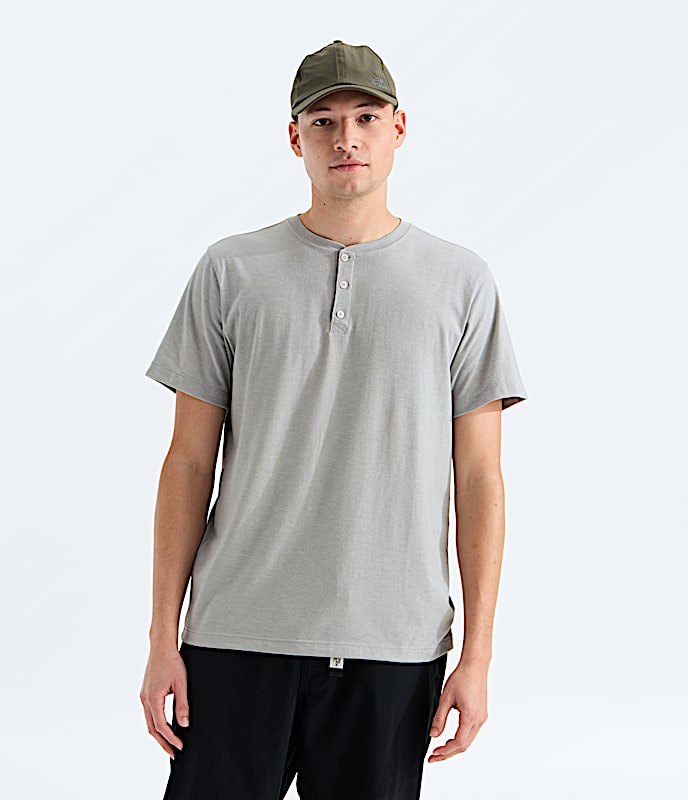 Mens TriBlend ShortSleeve Henley TNF TNF Light Grey Heather HERO