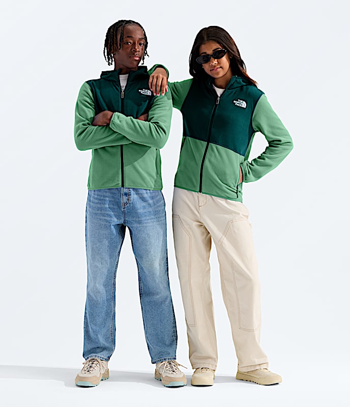Boys  Girls Glacier FullZip Hoodie TNF Dimmed AlgaeHunter Greeen Main