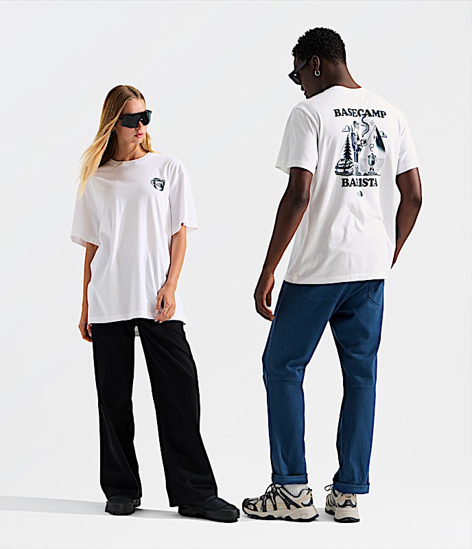 Unisex Basecamp Barista Relaxed ShortSleeve TeeGraphic TNF TNF WhitePacific Teal Main