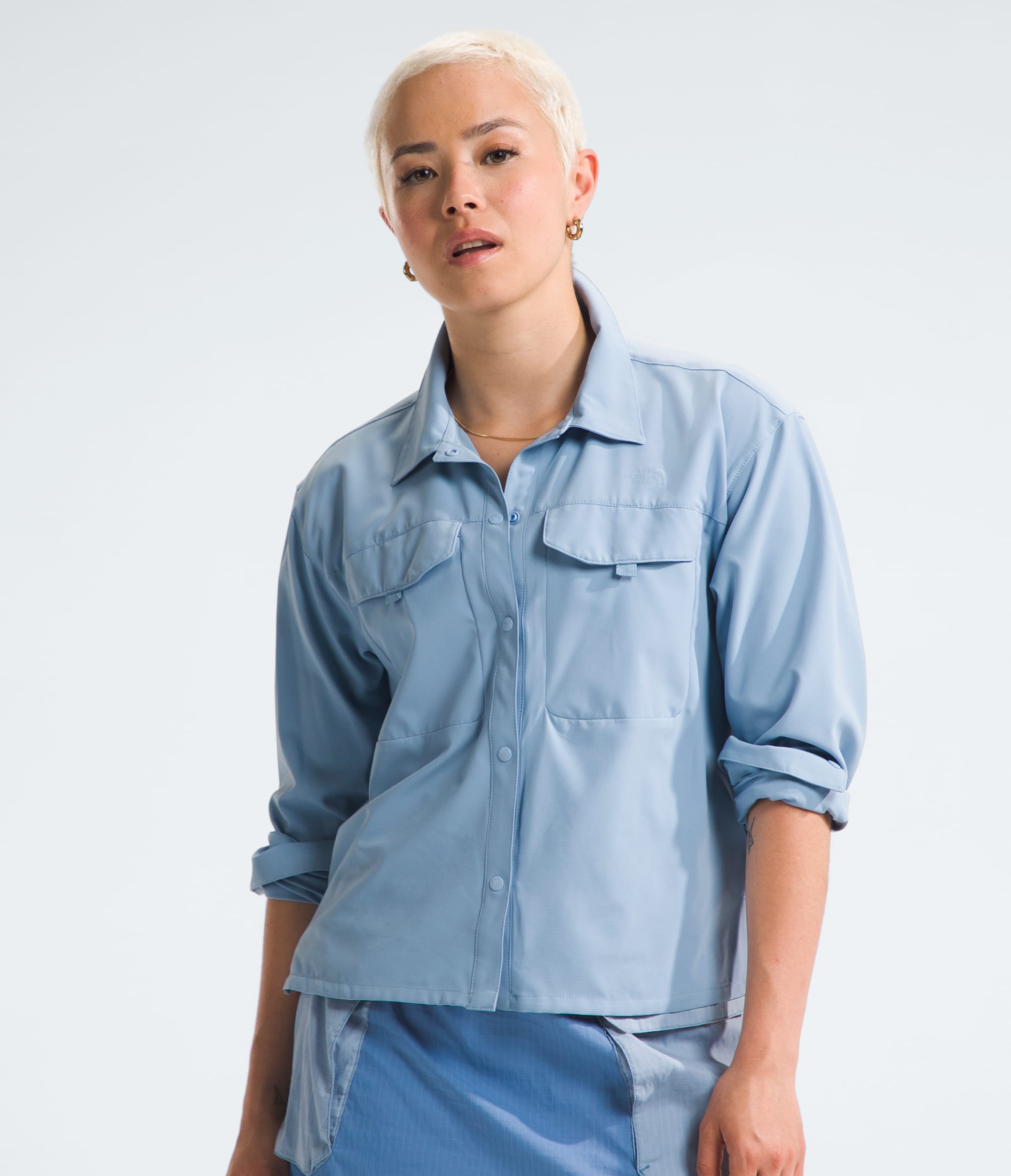 The North Face First Trail UPF Long-Sleeve Shirt - Women's Steel Blue, M The North Face First Trail UPF Long-Sleeve Shirt - Women's Steel Blue, M
